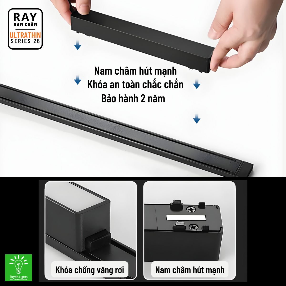 HỆ ĐÈN RAY NAM CHÂM ULTRATHIN - GIẢI PHÁP THI CÔNG LẮP NỔI TIỆN LỢI NAM CHÂM HÚT MẠNH